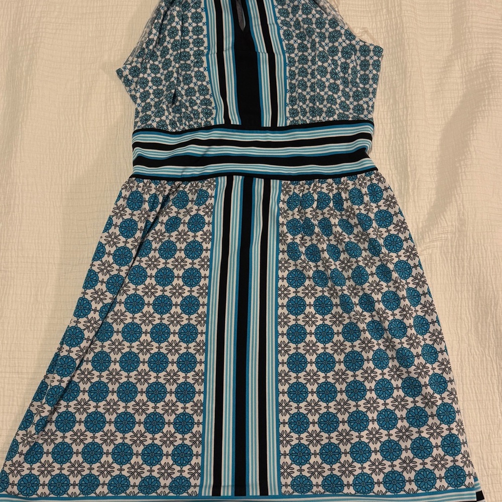 New York & Company Blue Halter A-Line Sundress